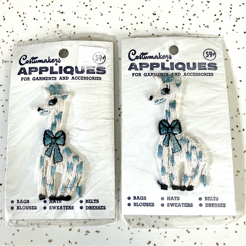 Vintage 60’s giraffe embroidered patches set of 2 deadstock NWT